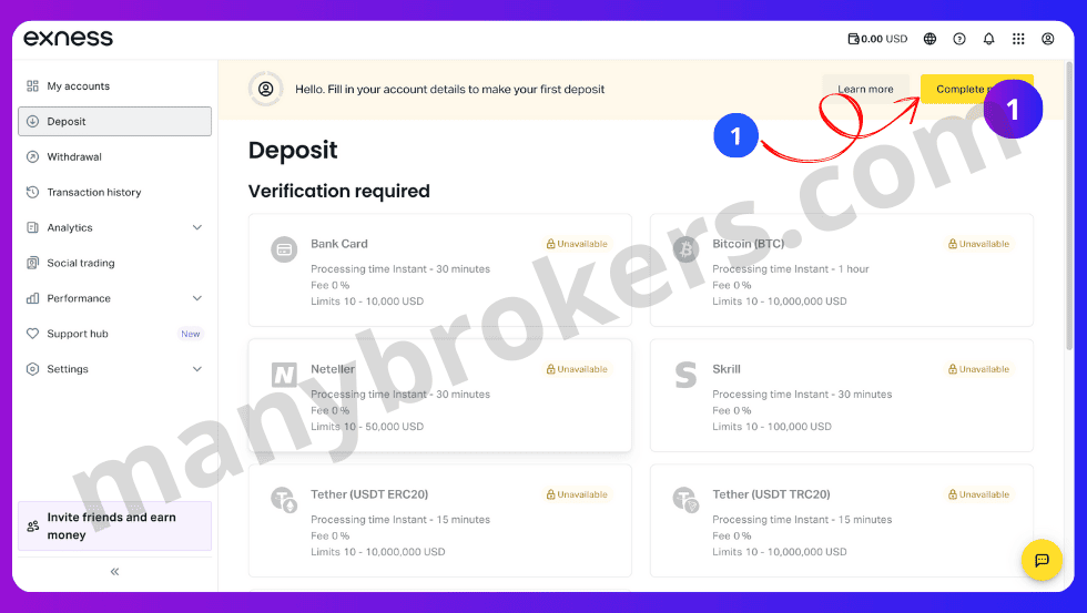 Как верифицировать счет Exness
